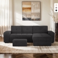 Sofá esquinero moderno de 3 plazas con chaise longue a la derecha y puff Vilo Promoción