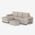 Sofá moderno de 3 plazas esquinero con chaise longue a la izquierda y puf Navi Venta