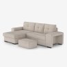Sofá moderno de 3 plazas esquinero con chaise longue a la izquierda y puf Navi Venta