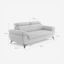 Sofá moderno de diseño de 3 plazas con reposacabezas ajustable Kira 