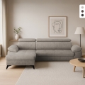 Sofá 3 plazas con chaise longue izquierda y reposacabezas reclinable Rilo Promoción