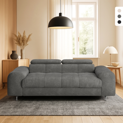 Sofá de diseño moderno de 3 plazas con reposacabezas ajustable Felon Promoción