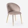 Silla moderna de terciopelo para comedor con patas doradas Dhera Stock