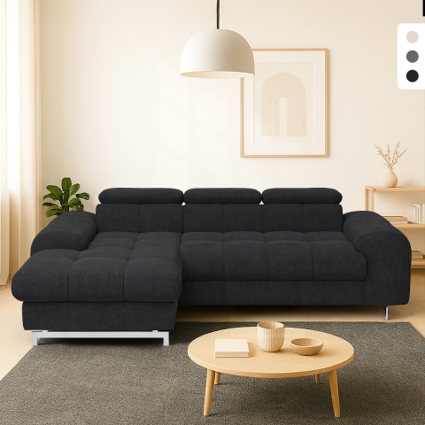 Sofá de 3 plazas con chaise longue a la izquierda y reposacabezas ajustable Tivon Promoción