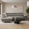 Sofá cama moderno de 3 plazas con chaise longue y almacenamiento a la izquierda Vera Promoción