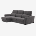 Sofá extensible relax con chaise longue y almacenamiento izquierda chenilla 3 plazas Sira Descueto