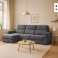 Sofá extensible relax con chaise longue y almacenamiento izquierda chenilla 3 plazas Sira Promoción