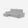 Sofá extensible relax con chaise longue y almacenamiento izquierda chenilla 3 plazas Sira 
