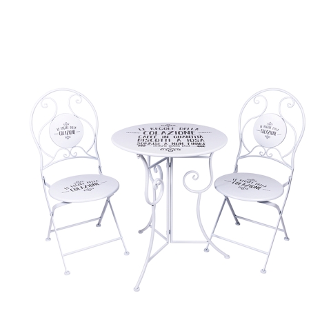 Set de mesa blanca con 2 sillas plegables para exterior Le Regole della Colazione Promoción