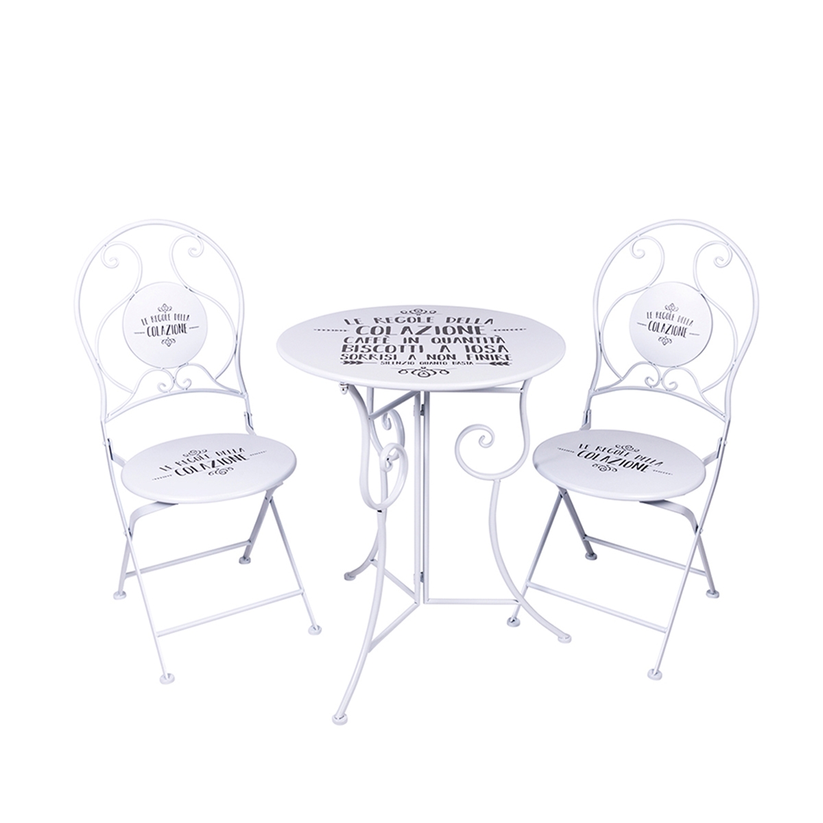 Set de mesa blanca con 2 sillas plegables para exterior Le Regole della Colazione Promoción Set de mesa blanca con 2 sillas plegables para exterior Le Regole della Colazione Promoción