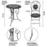 Set de mesa y 2 sillas plegables de exterior en hierro negro Pausa Perfetta Modelo