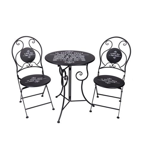 Set de mesa y 2 sillas plegables de exterior en hierro negro Pausa Perfetta Promoción