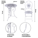 Set de mesa blanca con 2 sillas plegables para exterior Le Regole della Colazione Características