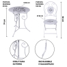 Set de mesa blanca con 2 sillas plegables para exterior Le Regole della Colazione Características
