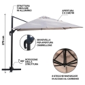 Parasol de jardín 3x3 en aluminio con mástil lateral giratorio Deluxe Catálogo