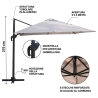 Parasol de jardín 3x3 en aluminio con mástil lateral giratorio Deluxe Catálogo