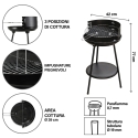Barbacoa de carbón con parrilla ajustable redonda Ø 38cm Grato Modelo