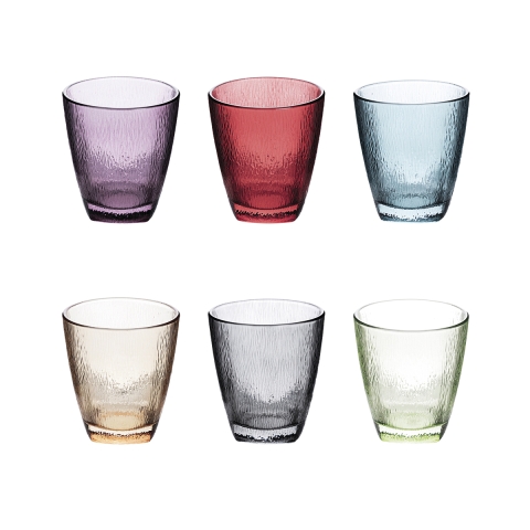 Set de 6 vasos de agua 330 ml de vidrio multicolor Color Promoción