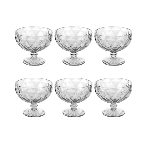 Set de 6 copas para helado 400 ml de vidrio transparente Elizabeth Promoción