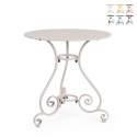 Mesa de exterior redonda 70cm 3 patas estilo shabby chic Etienne Promoción