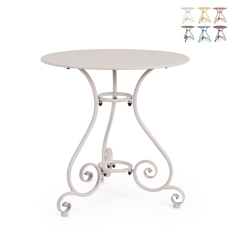 Mesa de exterior redonda 70cm 3 patas estilo shabby chic Etienne Promoción