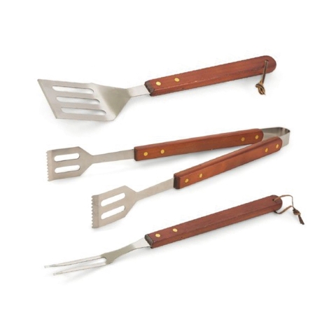 Juego de 3 utensilios para barbacoa de acero inoxidable y madera Firao Promoción