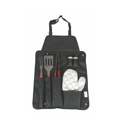 Set 6 utensilios para barbacoa de acero inoxidable con guante y delantal Lomar Promoción