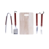 Set de 4 utensilios para barbacoa de acero inoxidable y tabla de madera Pyros Venta