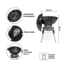 Barbacoa de carbón redonda de acero con tapa y ruedas Torka Modelo