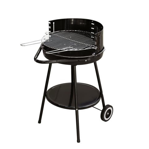 Barbacoa de carbón redonda Pipra con parrilla Ø 48cm ajustable y ruedas Promoción