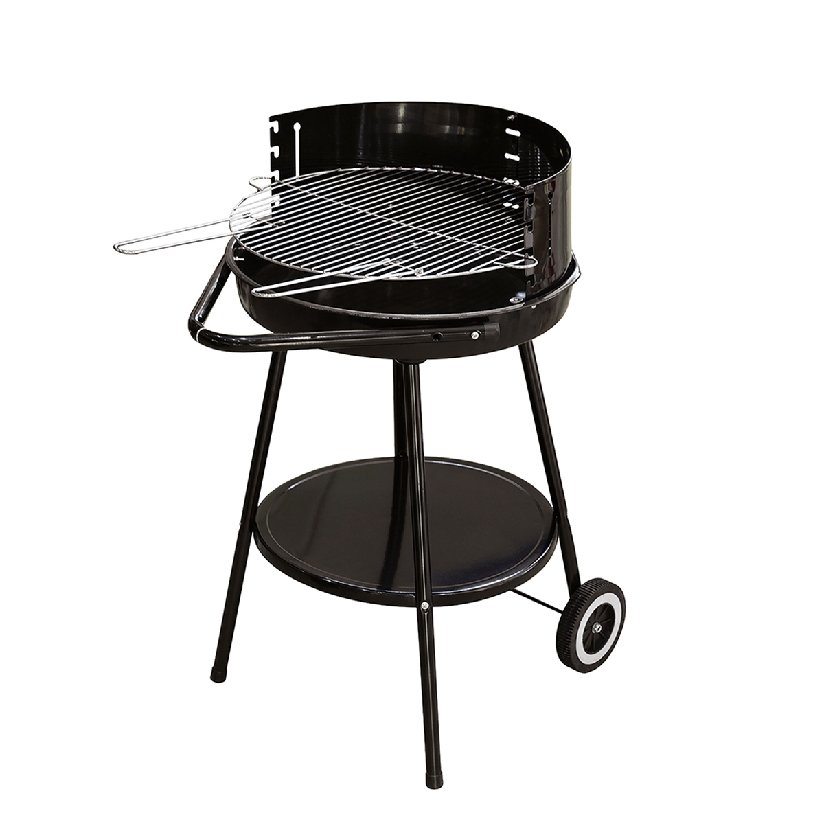 Barbacoa de carbón redonda Pipra con parrilla Ø 48cm ajustable y ruedas