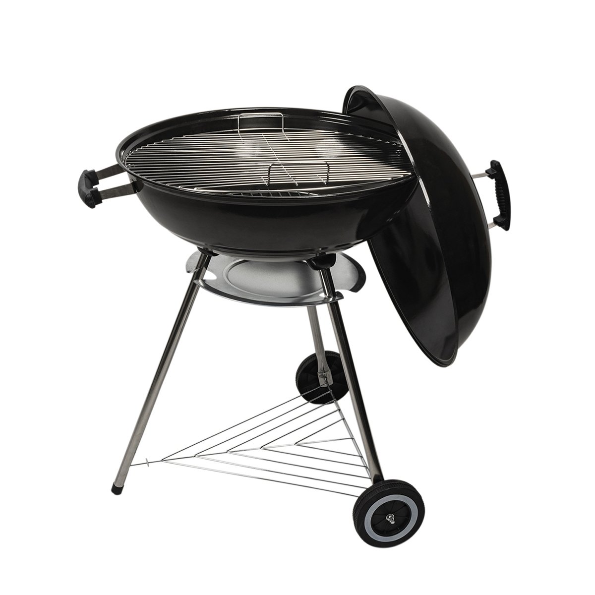 Barbacoa de carbón redonda con parrilla de 55 cm, tapa y ruedas Ardena Promoción Barbacoa de carbón redonda con parrilla de 55 cm, tapa y ruedas Ardena Promoción