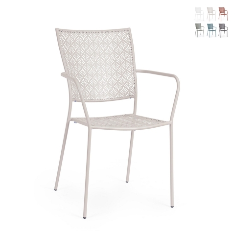 Silla de jardín apilable con reposabrazos de acero Bizzotto Lizette Promoción