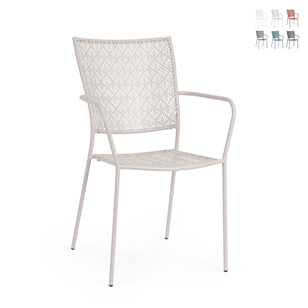 Silla de jardín apilable con reposabrazos de acero Bizzotto Lizette