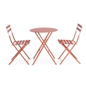 Conjunto de mesa redonda para exterior y 2 sillas de jardín plegables Bistrot Venta