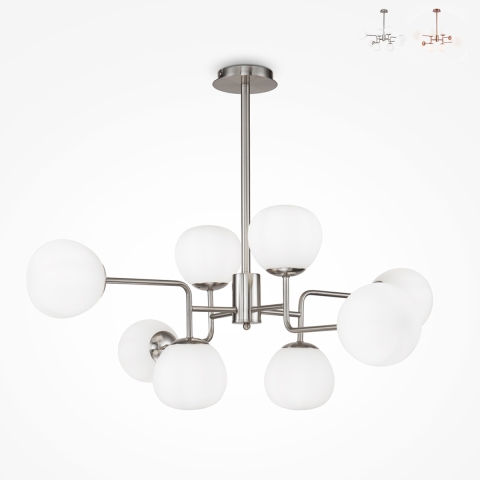 Lámpara de techo moderna con 8 esferas de cristal blanco Erich Maytoni Venta