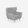 Sillón relax de salón diseño moderno en terciopelo capitoné Lunna Medidas