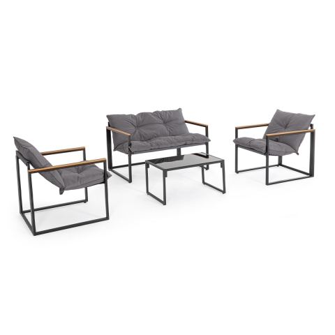 Set de jardín exterior con 2 sillones, sofá y mesa Bizzotto Ilda Promoción