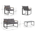 Set de jardín exterior con 2 sillones, sofá y mesa Bizzotto Ilda Medidas