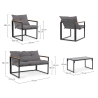 Set de jardín exterior con 2 sillones, sofá y mesa Bizzotto Ilda Medidas