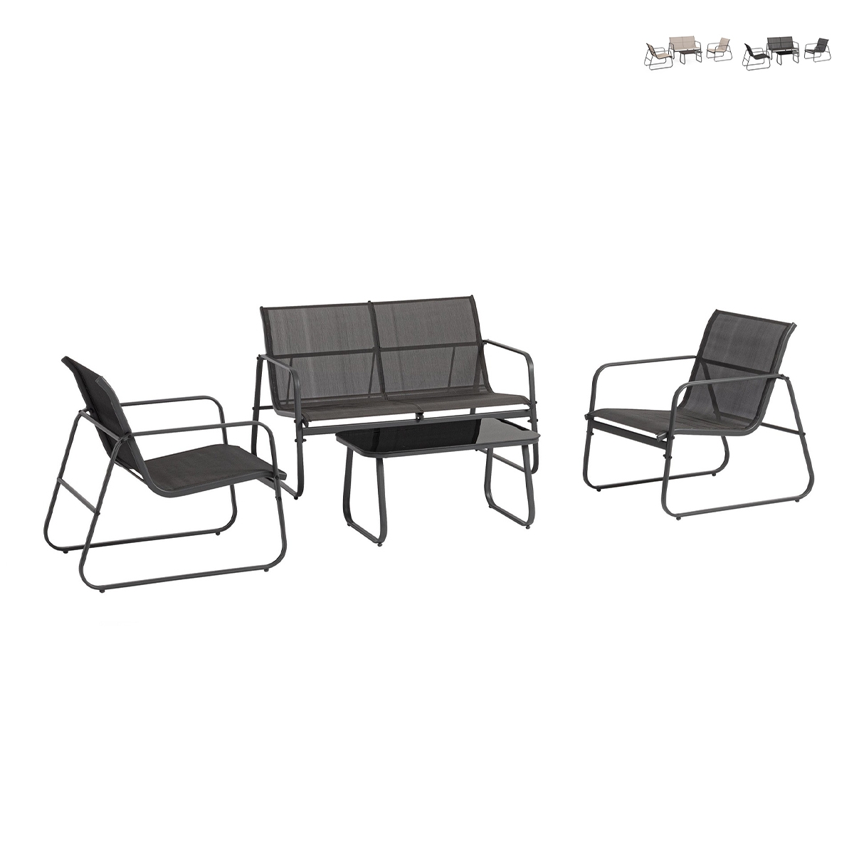 Set de jardín moderno con sofá, 2 sillones y mesa Bizzotto Gonzalo Oferta Set de jardín moderno con sofá, 2 sillones y mesa Bizzotto Gonzalo Oferta