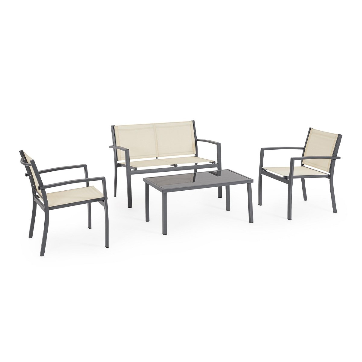 Conjunto de jardín 2 sillas sofá mesa beige Bizzotto Florida Promoción Conjunto de jardín 2 sillas sofá mesa beige Bizzotto Florida Promoción