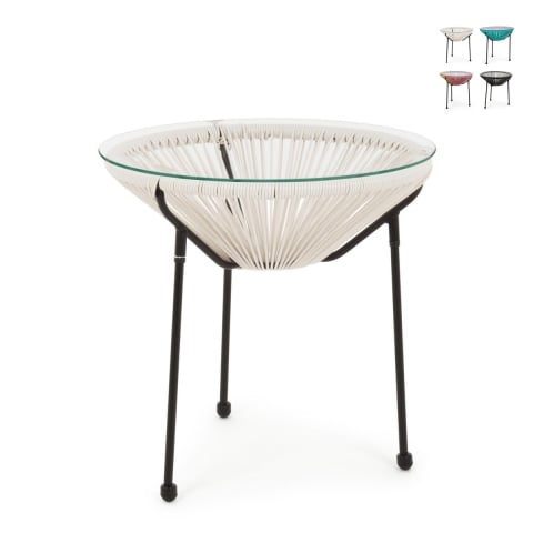 Mesa redonda de exterior Ø50cm tejida en cuerda Bizzotto Parker Promoción