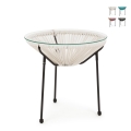 Mesa redonda de exterior Ø50cm tejida en cuerda Bizzotto Parker Promoción