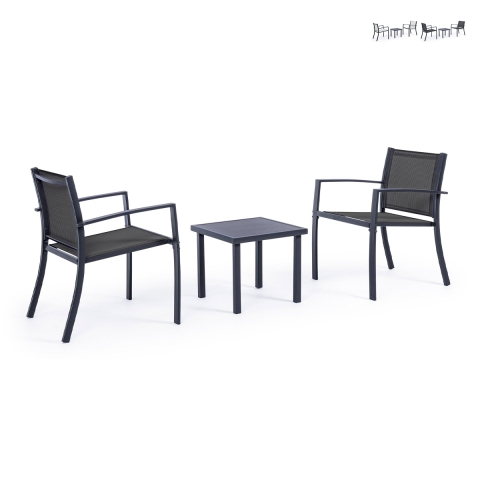 Conjunto de jardín 2 sillas modernas con mesa 45x45cm Bizzotto Auri Promoción