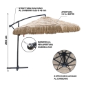 Sombrilla de jardín 3m con brazo lateral efecto rafia Kiso Plus Elección