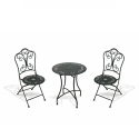 Juego de mesa y 2 sillas plegables para exterior de hierro negro Provence Breakfast Promoción