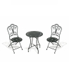Juego de mesa y 2 sillas plegables para exterior de hierro negro Provence Breakfast Promoción