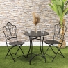 Juego de mesa y 2 sillas plegables para exterior de hierro negro Provence Breakfast Venta