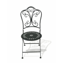 Juego de mesa y 2 sillas plegables para exterior de hierro negro Provence Breakfast Descueto